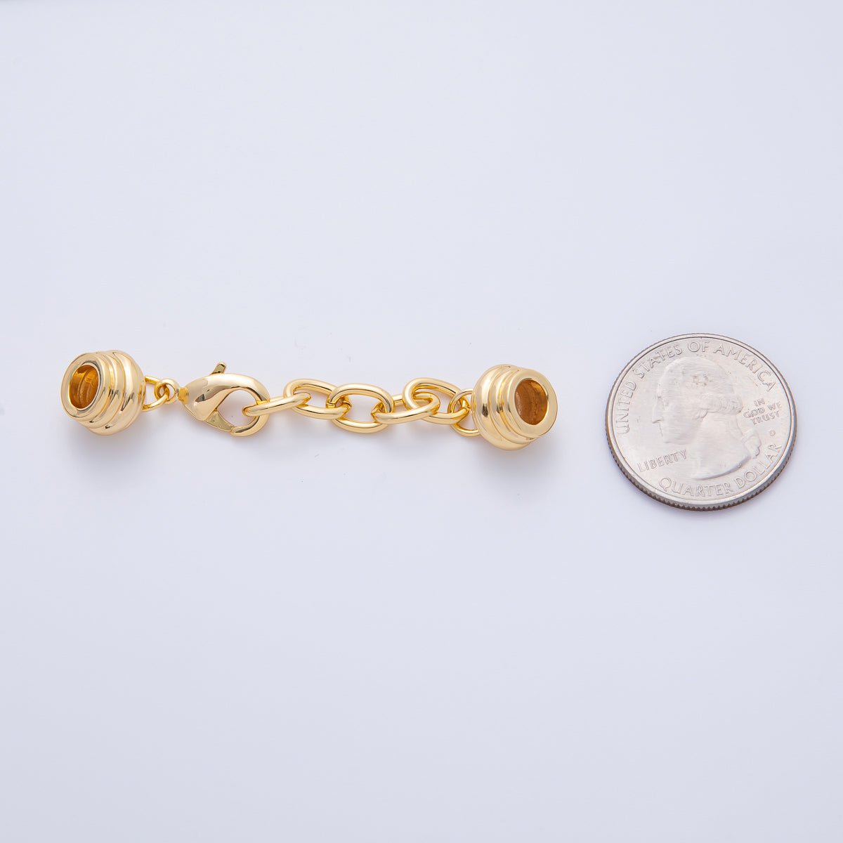 18K Gold Filled Cord Chain End Cap Clasps w. Extender Findings Set in Gold &amp; Silver | Z1391 Findings-00081