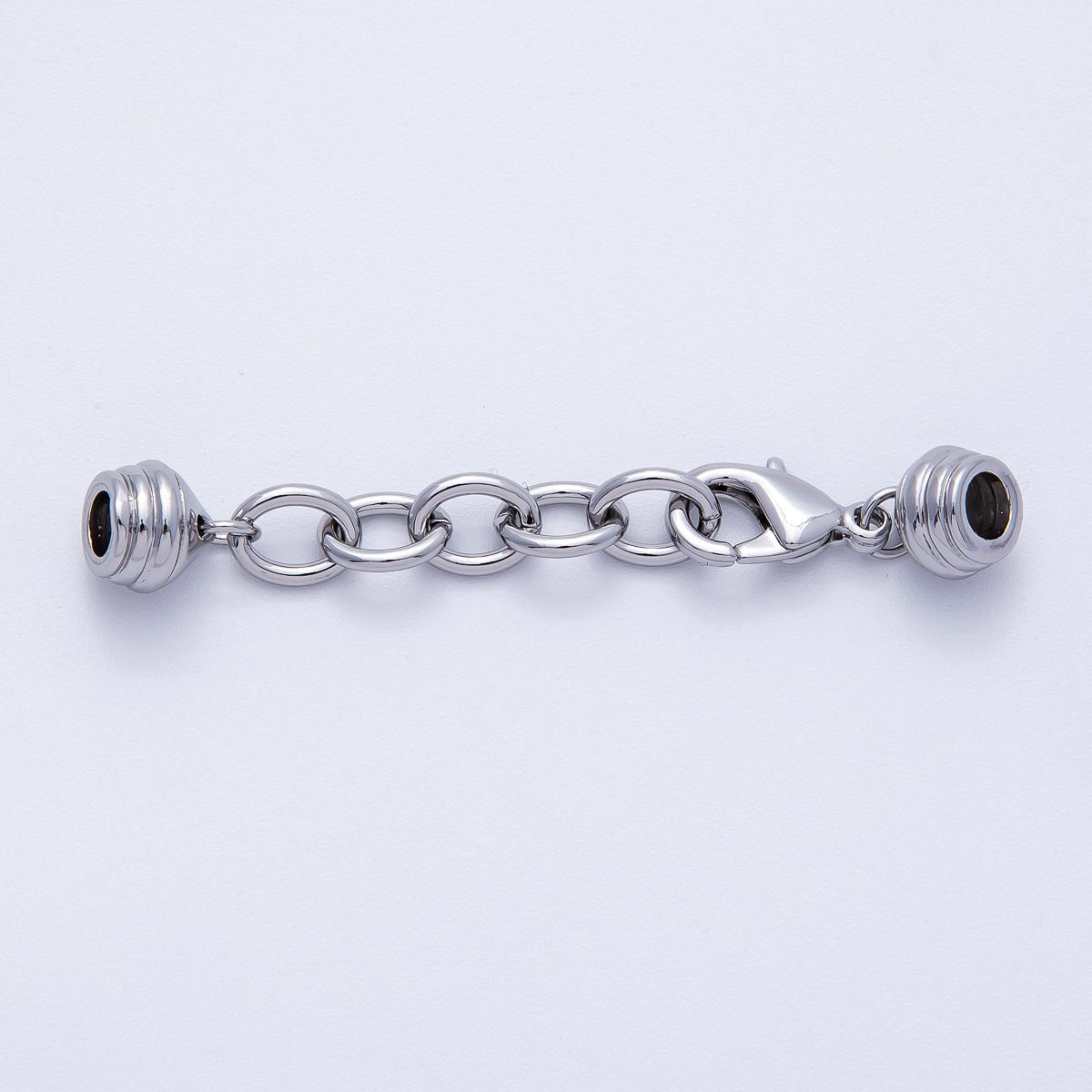 18K Gold Filled Cord Chain End Cap Clasps w. Extender Findings Set in Gold &amp; Silver | Z1391 Findings-00081