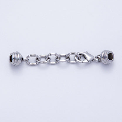 18K Gold Filled Cord Chain End Cap Clasps w. Extender Findings Set in Gold &amp; Silver | Z1391 Findings-00081