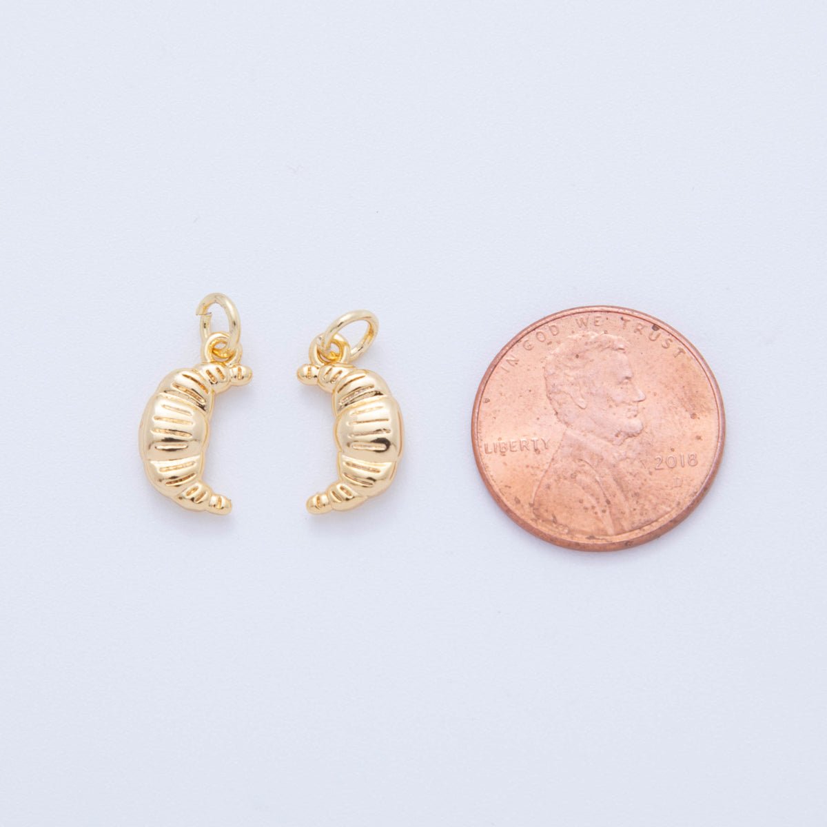 18K Gold Filled Croissant Minimalist Multidimensional 3D Charm | D035