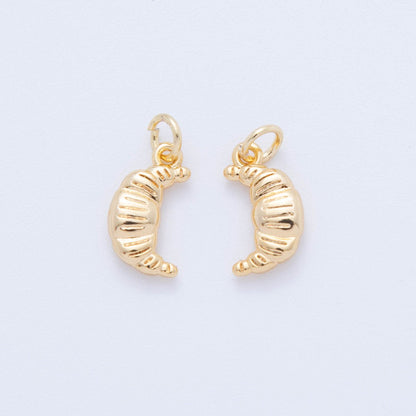 18K Gold Filled Croissant Minimalist Multidimensional 3D Charm | D035