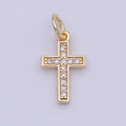 18K Gold Filled CROSS Charm Minimalist Religious Jewelry Supply W-177