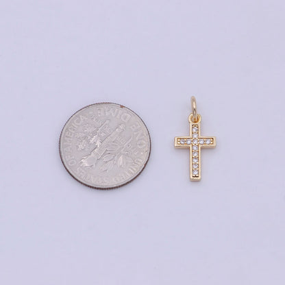 18K Gold Filled CROSS Charm Minimalist Religious Jewelry Supply W-177