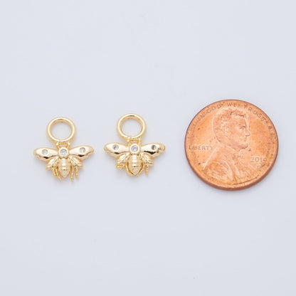 18K Gold Filled CZ Bumble Bee Insect Add-On Drop Earring Charm | AF752