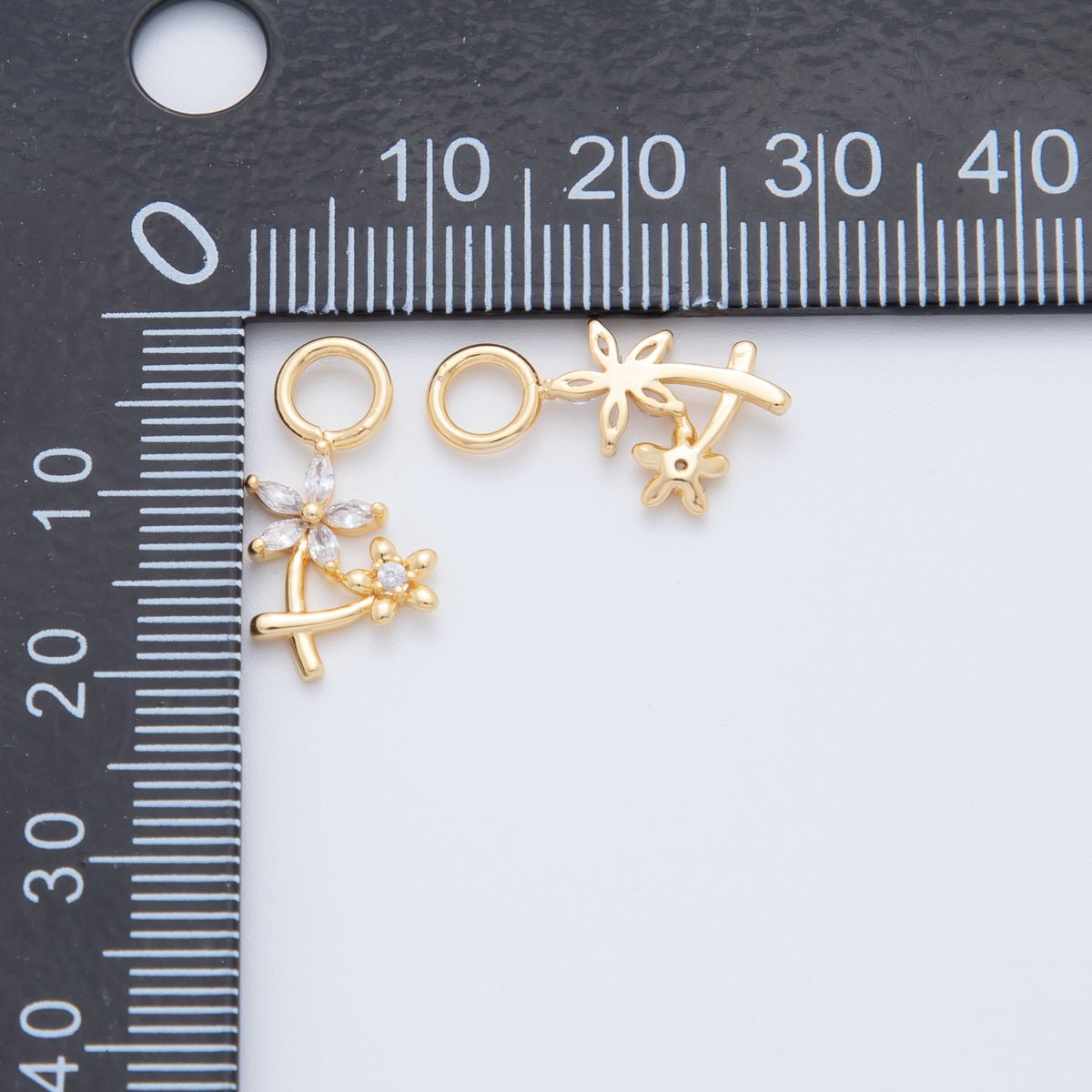 18K Gold Filled CZ Daisy Flower Add-On Drop Earring Charm | AF739