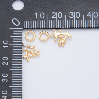 18K Gold Filled CZ Daisy Flower Add-On Drop Earring Charm | AF739