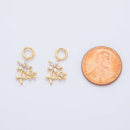 18K Gold Filled CZ Daisy Flower Add-On Drop Earring Charm | AF739