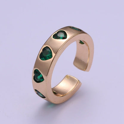 18K Gold Filled CZ Heart Minimalist Adjustable Ring