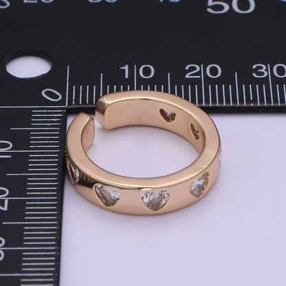 18K Gold Filled CZ Heart Minimalist Adjustable Ring