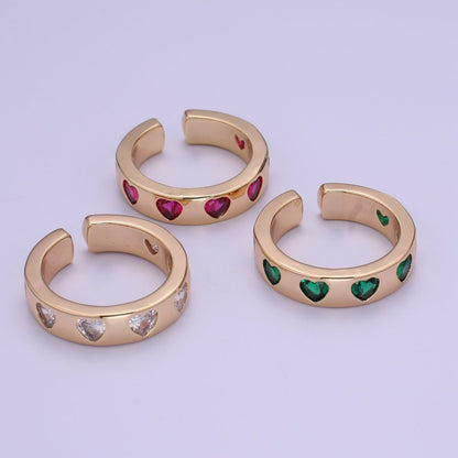 18K Gold Filled CZ Heart Minimalist Adjustable Ring