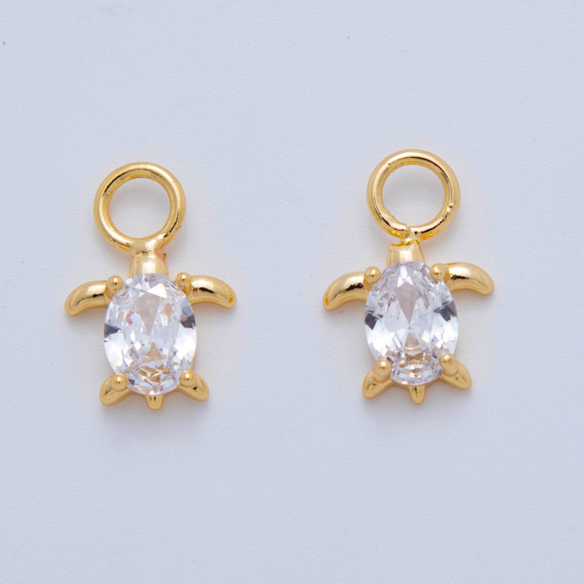18K Gold Filled CZ Turtle Tortoise Add-On Drop Earring Charm | AF769
