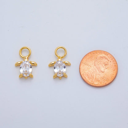 18K Gold Filled CZ Turtle Tortoise Add-On Drop Earring Charm | AF769