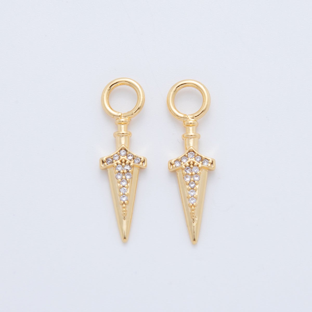18K Gold Filled Dagger Knife CZ Add-On Drop Earring Charm | AF755