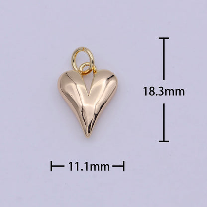 16k Gold Filled Dainty Puff Heart Charm for Love Valentine Jewelry Making N-907
