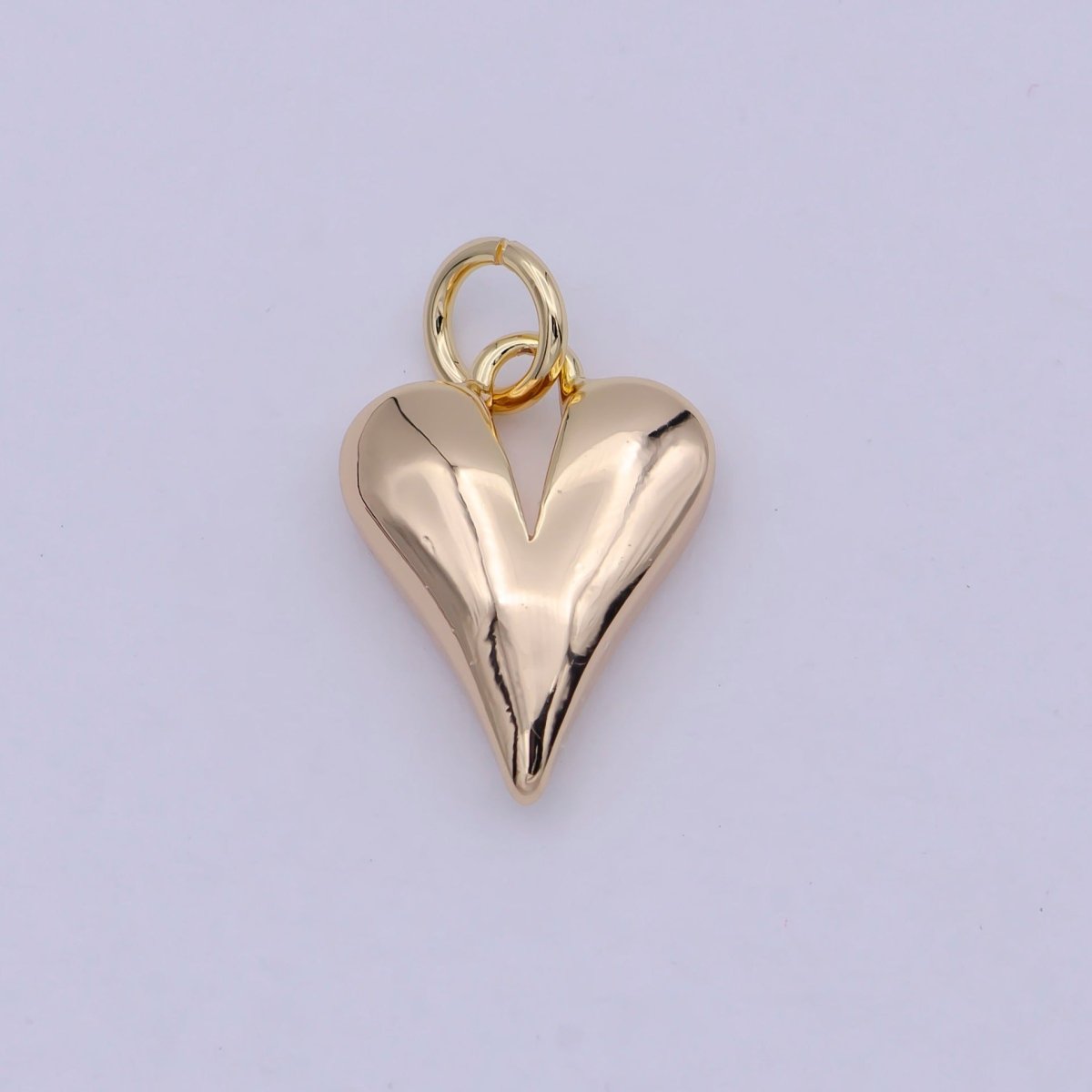 16k Gold Filled Dainty Puff Heart Charm for Love Valentine Jewelry Making N-907