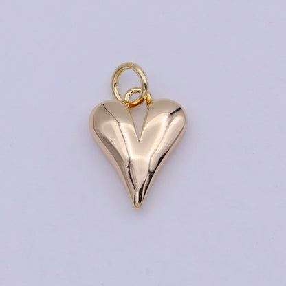 16k Gold Filled Dainty Puff Heart Charm for Love Valentine Jewelry Making N-907