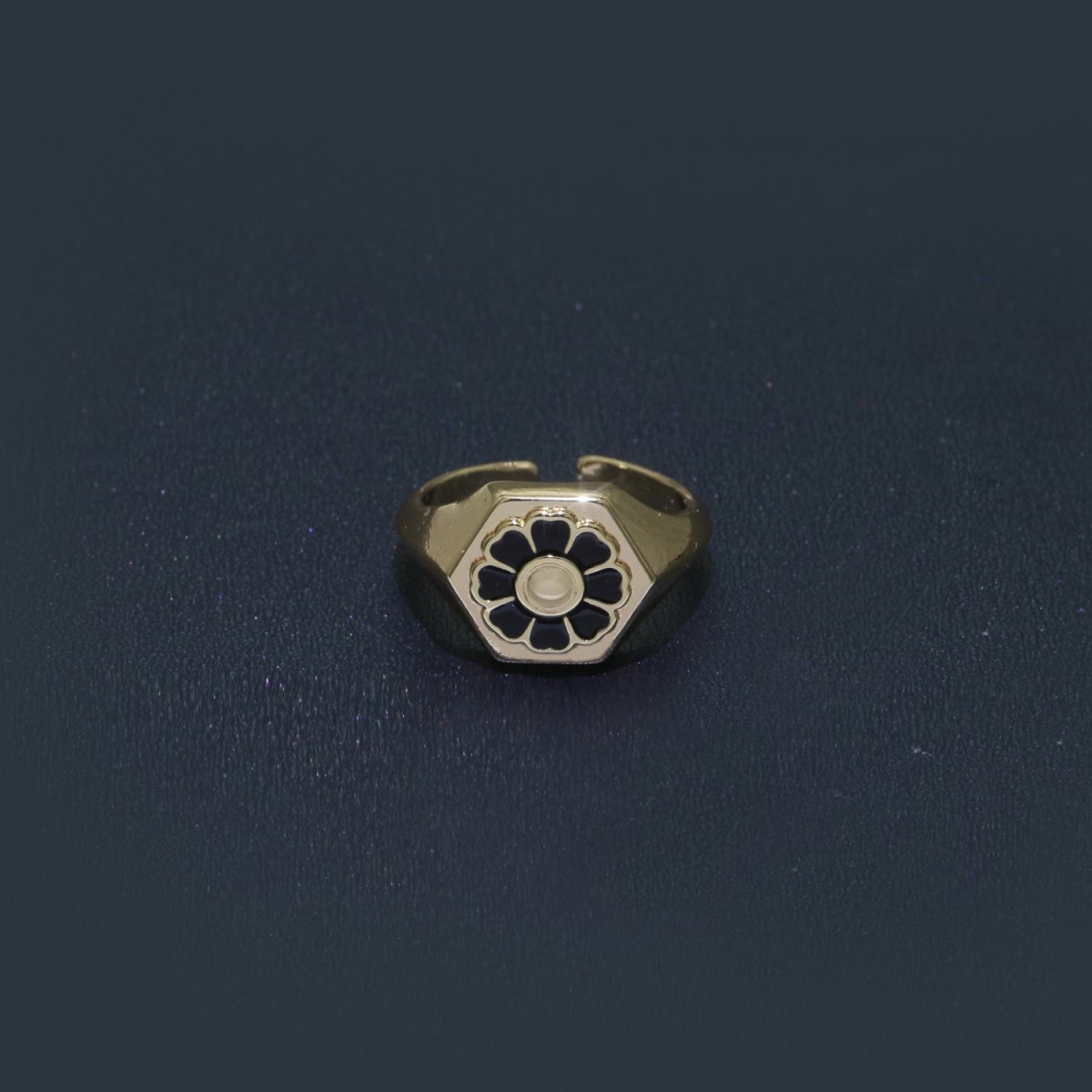 18K Gold Filled Daisy Ring Simple Gold Signet Ring Open Adjustable Ring for Stacking Jewelry O-444 ~ O-446