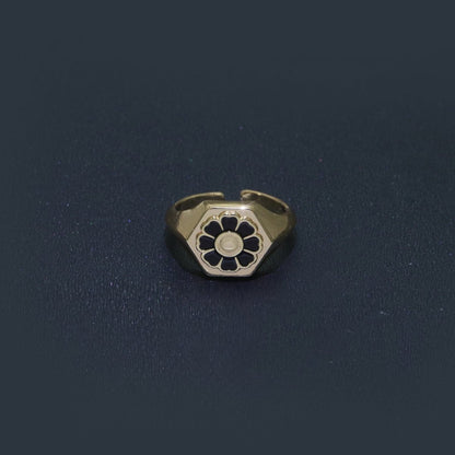 18K Gold Filled Daisy Ring Simple Gold Signet Ring Open Adjustable Ring for Stacking Jewelry O-444 ~ O-446