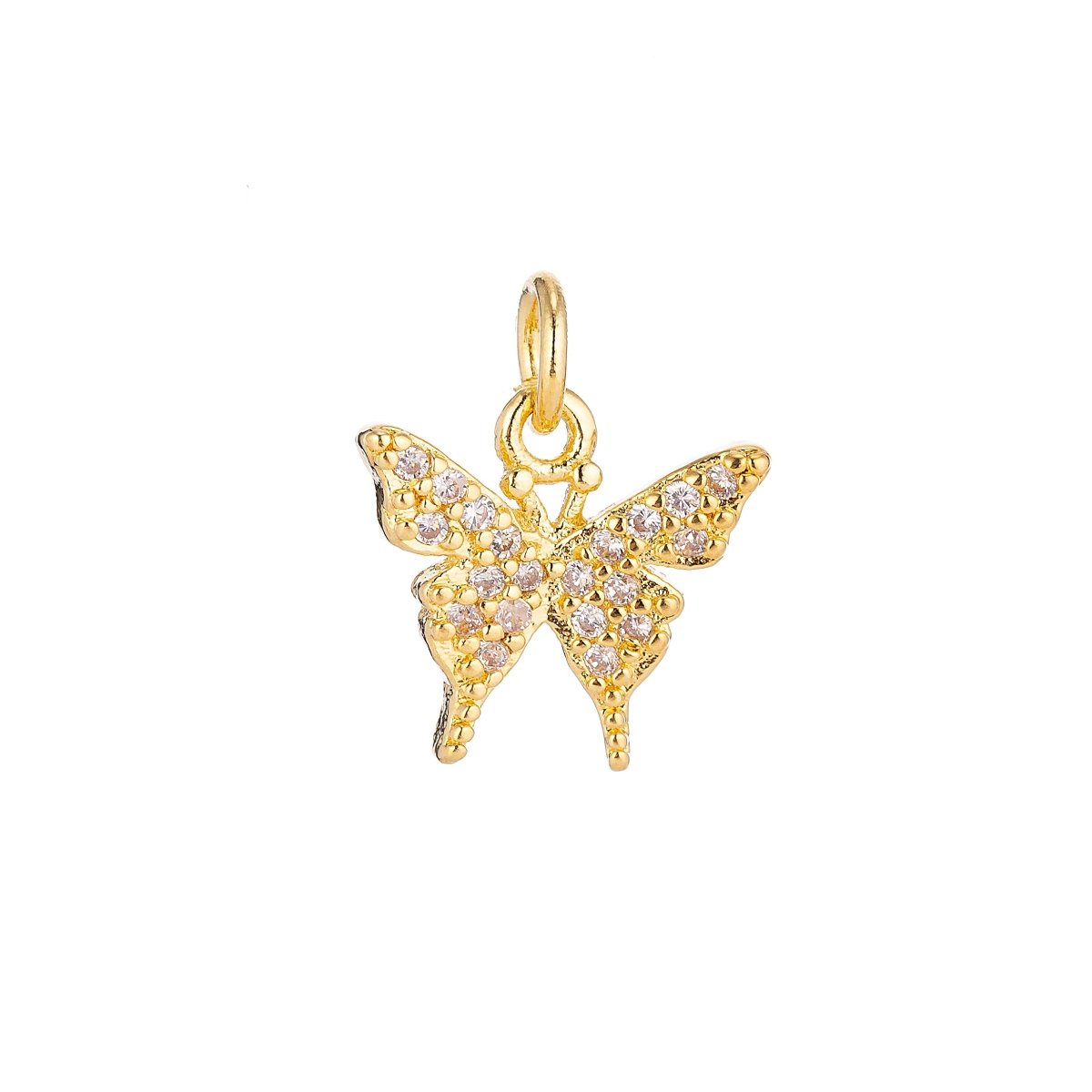 18K Gold Filled Micro Paved Butterfly Insect Mini Charm in Gold &amp; Silver | C075
