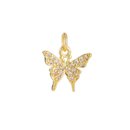 18K Gold Filled Micro Paved Butterfly Insect Mini Charm in Gold &amp; Silver | C075