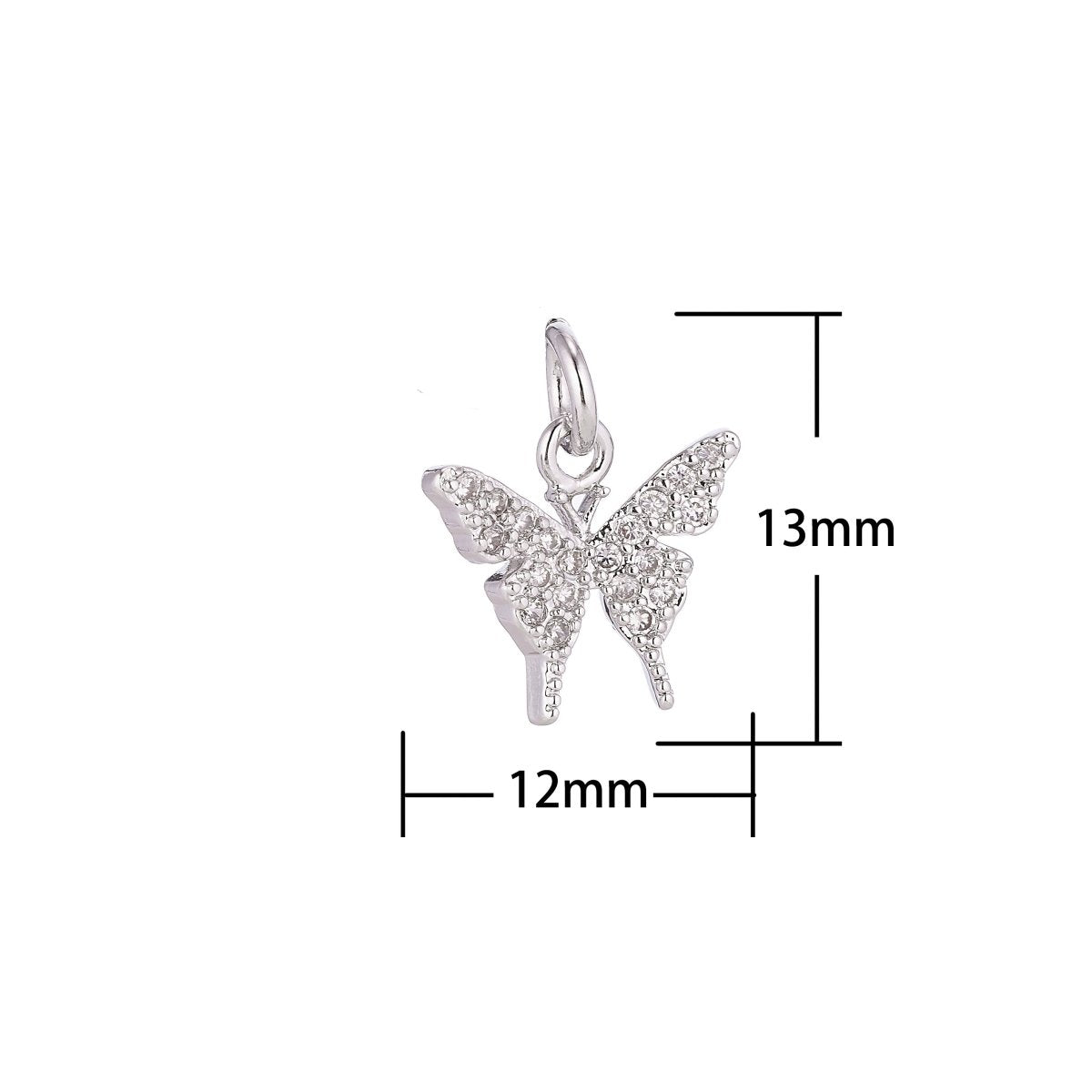 18K Gold Filled Micro Paved Butterfly Insect Mini Charm in Gold &amp; Silver | C075