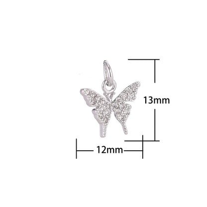 18K Gold Filled Micro Paved Butterfly Insect Mini Charm in Gold &amp; Silver | C075