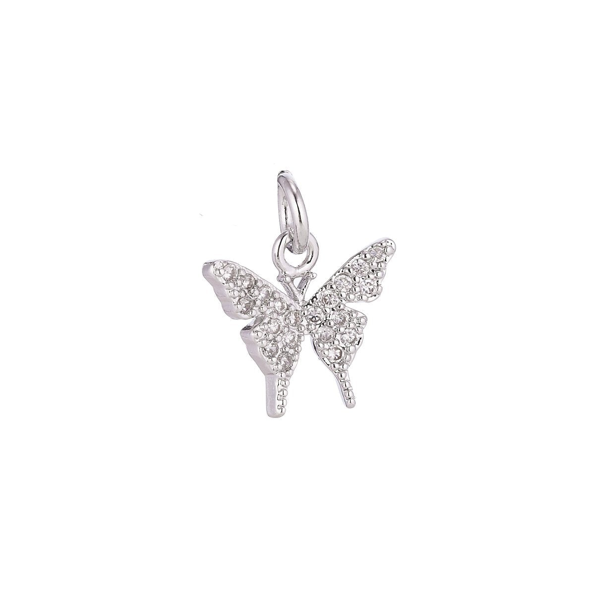 18K Gold Filled Micro Paved Butterfly Insect Mini Charm in Gold &amp; Silver | C075