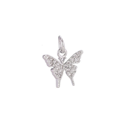 18K Gold Filled Micro Paved Butterfly Insect Mini Charm in Gold &amp; Silver | C075