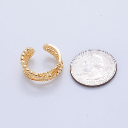 18K Gold Filled Dotted Bubble Crossed Multiple Band Ring | O1990