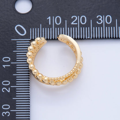 18K Gold Filled Dotted Bubble Crossed Multiple Band Ring | O1990
