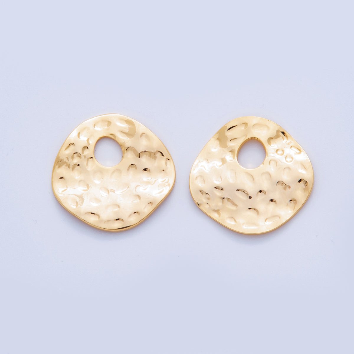 18K Gold Filled Dotted Hammered Donut Round Thin Charm Finding | Z1181