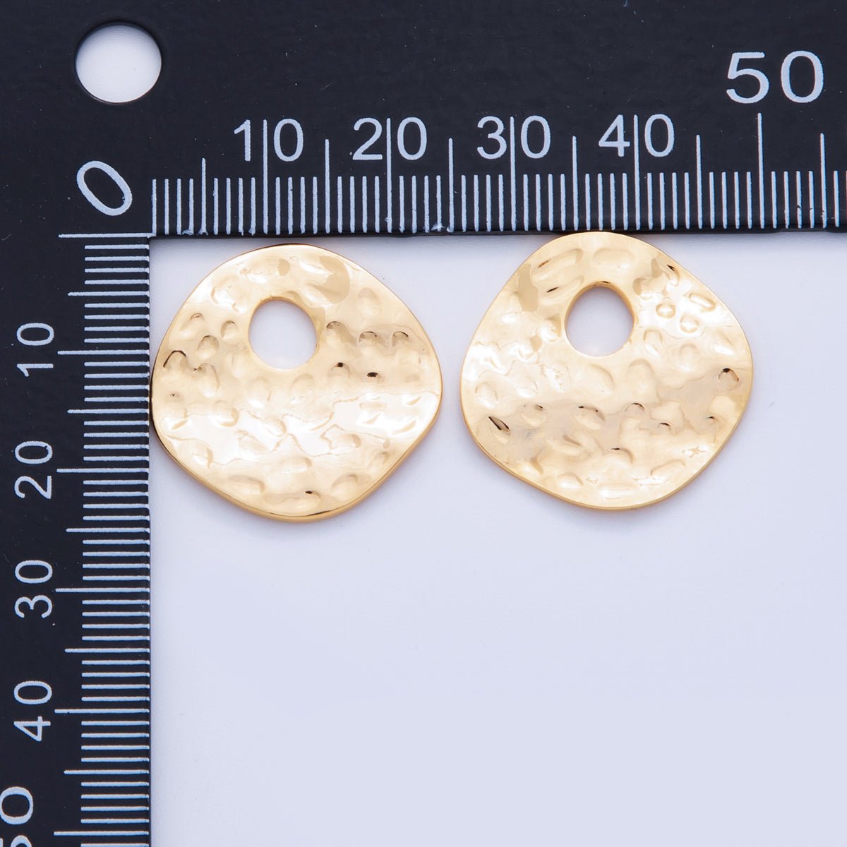 18K Gold Filled Dotted Hammered Donut Round Thin Charm Finding | Z1181