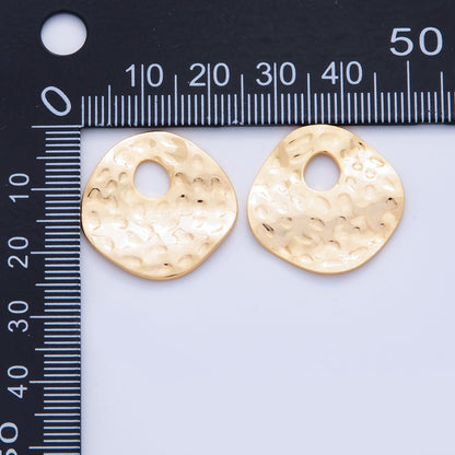 18K Gold Filled Dotted Hammered Donut Round Thin Charm Finding | Z1181
