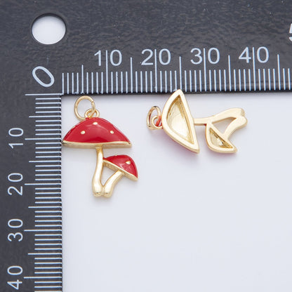 18K Gold Filled Dotted Red Mushroom Plant Charm | AF407