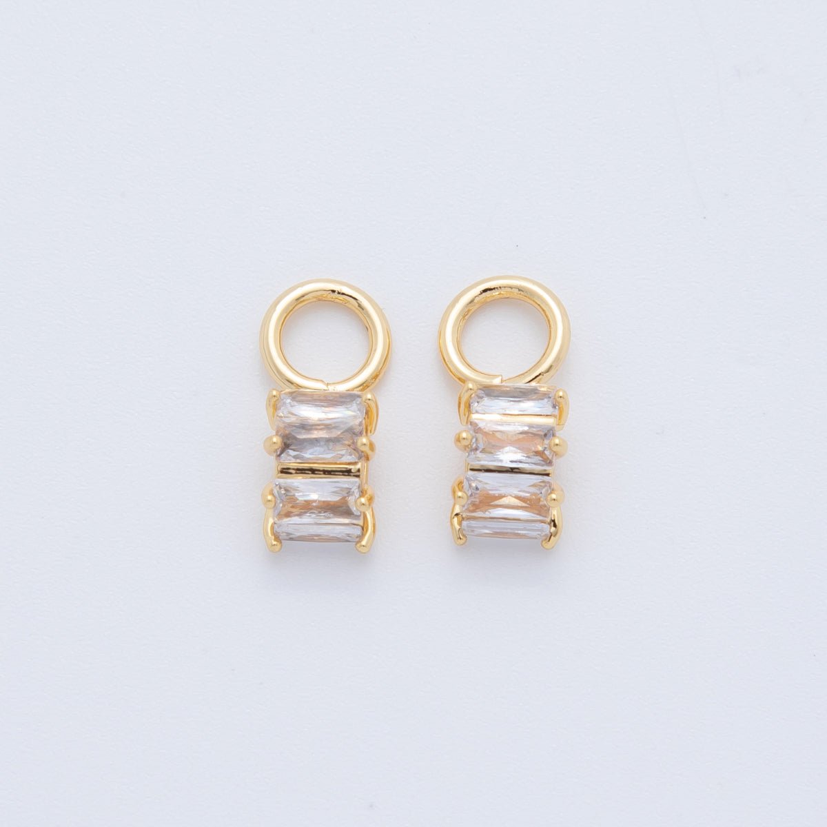 18K Gold Filled Double Baguette CZ Add-On Drop Earring Charm | AF751