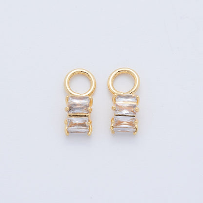 18K Gold Filled Double Baguette CZ Add-On Drop Earring Charm | AF751