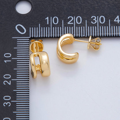 18K Gold Filled 18mm Double Band Claw C-Shaped Hoop Earrings | AI368