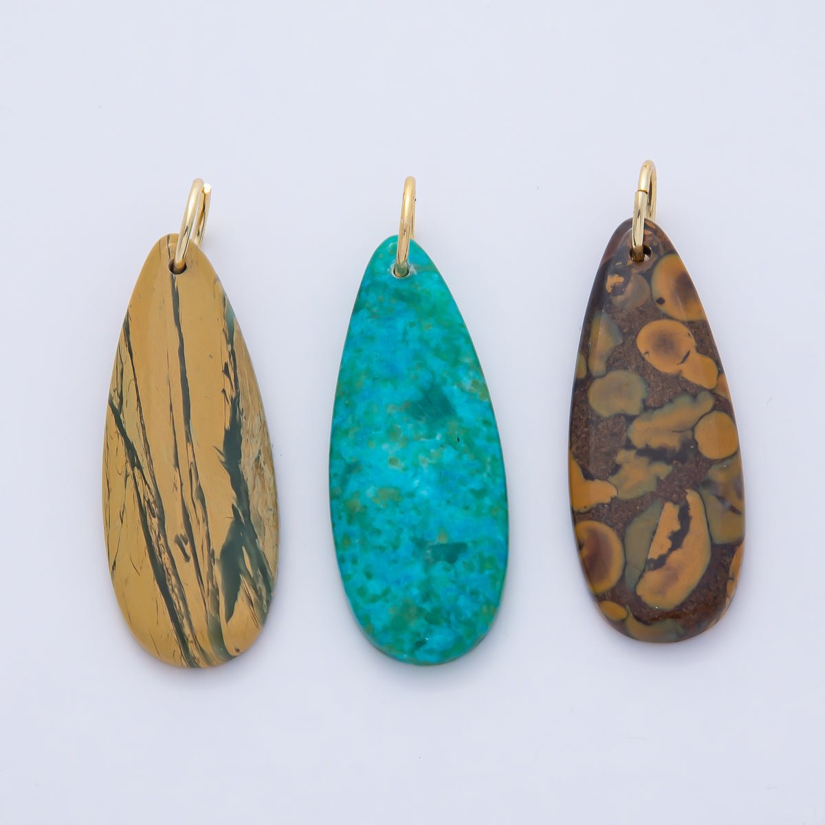 18K Gold Filled Dyed Turquoise Teardrop Gemstone Charm Pendant | AF1493 AF1494