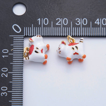 18K Gold Filled Enamel Red Fortune Cat Charm | AF826