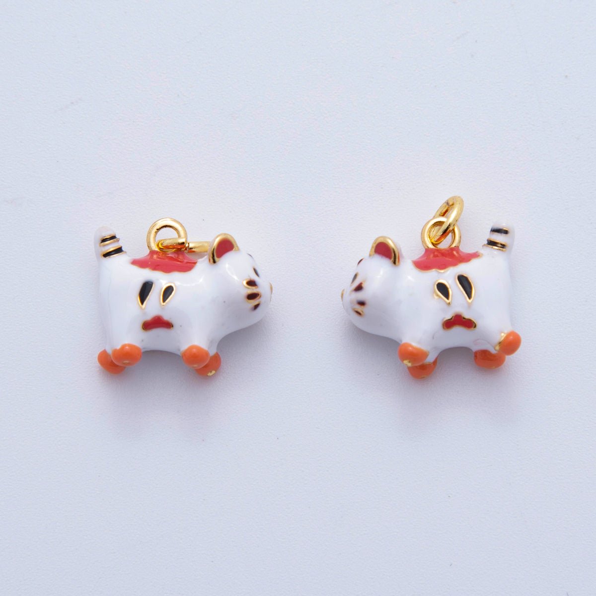 18K Gold Filled Enamel Red Fortune Cat Charm | AF826