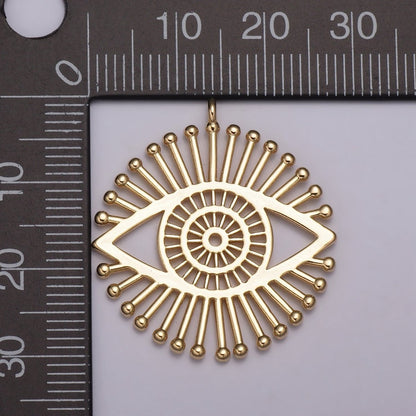 18K Gold Filled Evil Eye Charm Round Eye Medallion Disc charm for Necklace Earring Bracelet Supply N-177