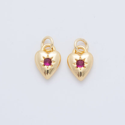 18K Gold Filled Fuchsia Celestial Star Heart Padlock Charm | AF710