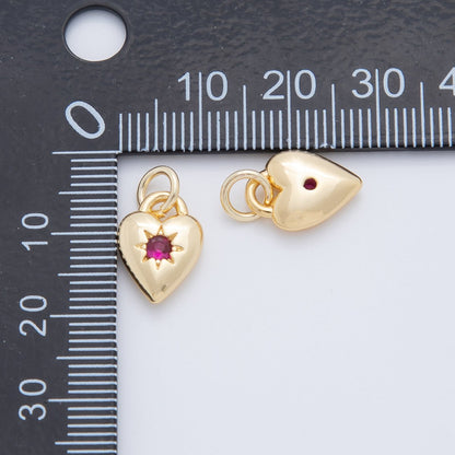18K Gold Filled Fuchsia Celestial Star Heart Padlock Charm | AF710