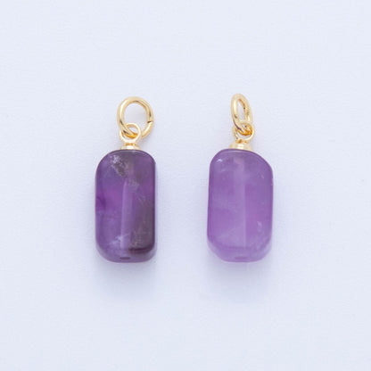 18K Gold Filled Gemstone Rectangular Chip Mini Charm | AF412 - AF418
