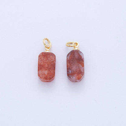 18K Gold Filled Gemstone Rectangular Chip Mini Charm | AF412 - AF418