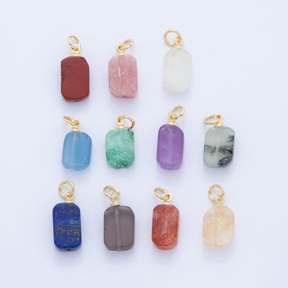 18K Gold Filled Gemstone Rectangular Chip Mini Charm | AF412 - AF418