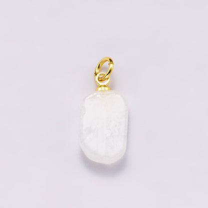 18K Gold Filled Gemstone Rectangular Chip Mini Charm | AF412 - AF418