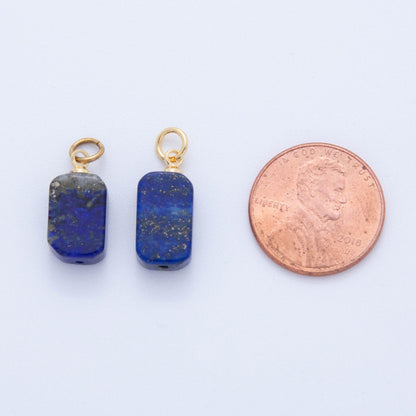 18K Gold Filled Gemstone Rectangular Chip Mini Charm | AF412 - AF418