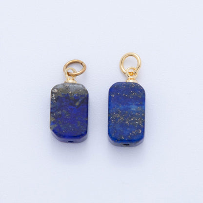 18K Gold Filled Gemstone Rectangular Chip Mini Charm | AF412 - AF418
