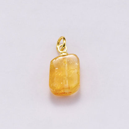 18K Gold Filled Gemstone Rectangular Chip Mini Charm | AF412 - AF418